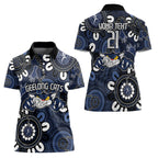 Custom Geelong Cats NAIDOC Week 2024 Women Polo Shirt Fire Burning Aboriginal Dots Art