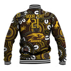 Custom Hawthorn NAIDOC Week 2024 Baseball Jacket Fire Burning Aboriginal Dots Art