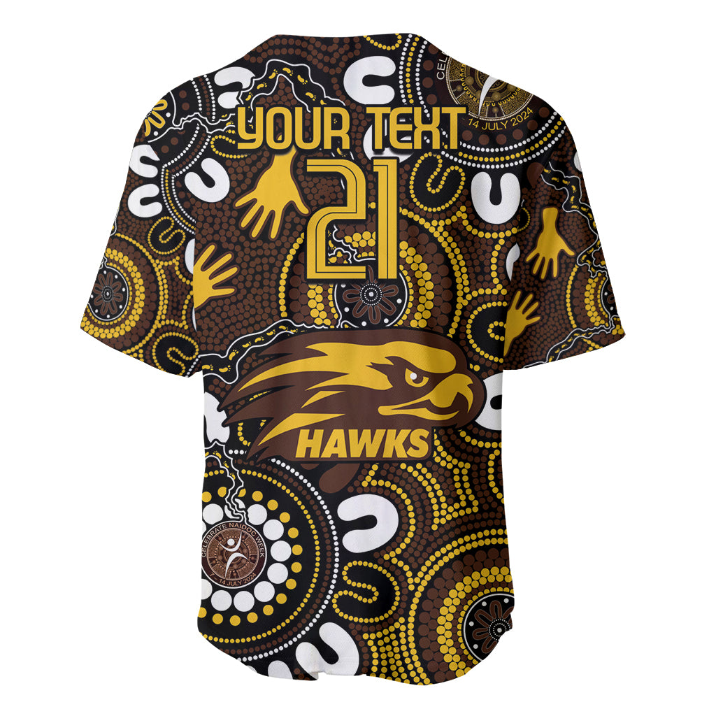Custom Hawthorn NAIDOC Week 2024 Baseball Jersey Fire Burning Aboriginal Dots Art