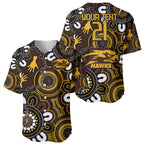 Custom Hawthorn NAIDOC Week 2024 Baseball Jersey Fire Burning Aboriginal Dots Art