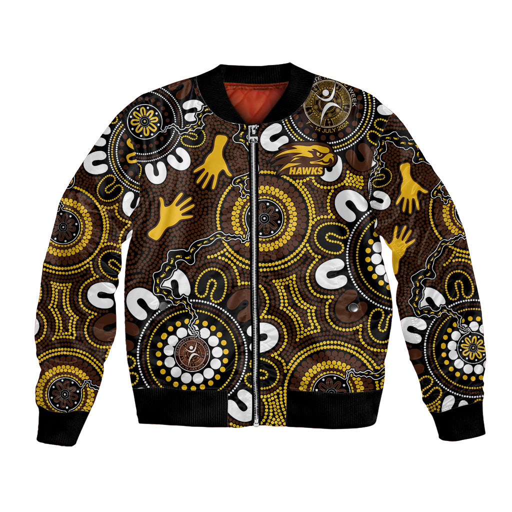 Custom Hawthorn NAIDOC Week 2024 Bomber Jacket Fire Burning Aboriginal Dots Art