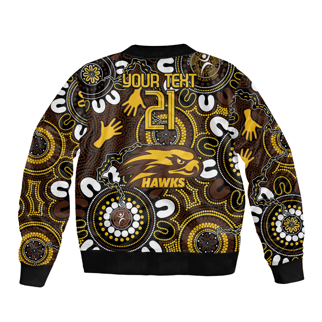 Custom Hawthorn NAIDOC Week 2024 Bomber Jacket Fire Burning Aboriginal Dots Art