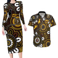 Custom Hawthorn NAIDOC Week 2024 Couples Matching Long Sleeve Bodycon Dress and Hawaiian Shirt Fire Burning Aboriginal Dots Art