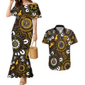 Custom Hawthorn NAIDOC Week 2024 Couples Matching Mermaid Dress and Hawaiian Shirt Fire Burning Aboriginal Dots Art