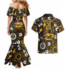 Custom Hawthorn NAIDOC Week 2024 Couples Matching Mermaid Dress and Hawaiian Shirt Fire Burning Aboriginal Dots Art