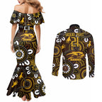 Custom Hawthorn NAIDOC Week 2024 Couples Matching Mermaid Dress and Long Sleeve Button Shirt Fire Burning Aboriginal Dots Art
