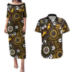 Custom Hawthorn NAIDOC Week 2024 Couples Matching Puletasi and Hawaiian Shirt Fire Burning Aboriginal Dots Art