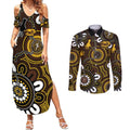 Custom Hawthorn NAIDOC Week 2024 Couples Matching Summer Maxi Dress and Long Sleeve Button Shirt Fire Burning Aboriginal Dots Art