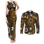 Custom Hawthorn NAIDOC Week 2024 Couples Matching Tank Maxi Dress and Long Sleeve Button Shirt Fire Burning Aboriginal Dots Art