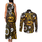 Custom Hawthorn NAIDOC Week 2024 Couples Matching Tank Maxi Dress and Long Sleeve Button Shirt Fire Burning Aboriginal Dots Art