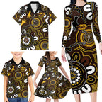 Custom Hawthorn NAIDOC Week 2024 Family Matching Long Sleeve Bodycon Dress and Hawaiian Shirt Fire Burning Aboriginal Dots Art