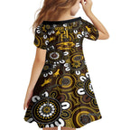 Custom Hawthorn NAIDOC Week 2024 Family Matching Long Sleeve Bodycon Dress and Hawaiian Shirt Fire Burning Aboriginal Dots Art