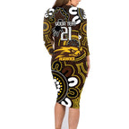 Custom Hawthorn NAIDOC Week 2024 Family Matching Long Sleeve Bodycon Dress and Hawaiian Shirt Fire Burning Aboriginal Dots Art
