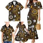 Custom Hawthorn NAIDOC Week 2024 Family Matching Mermaid Dress and Hawaiian Shirt Fire Burning Aboriginal Dots Art