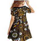 Custom Hawthorn NAIDOC Week 2024 Family Matching Mermaid Dress and Hawaiian Shirt Fire Burning Aboriginal Dots Art