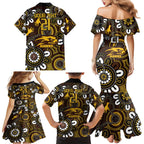 Custom Hawthorn NAIDOC Week 2024 Family Matching Mermaid Dress and Hawaiian Shirt Fire Burning Aboriginal Dots Art