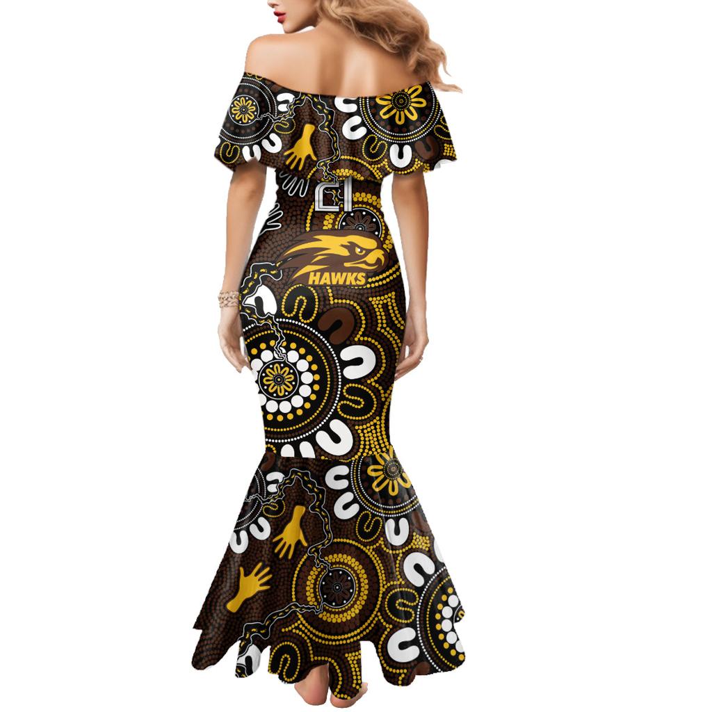 Custom Hawthorn NAIDOC Week 2024 Family Matching Mermaid Dress and Hawaiian Shirt Fire Burning Aboriginal Dots Art