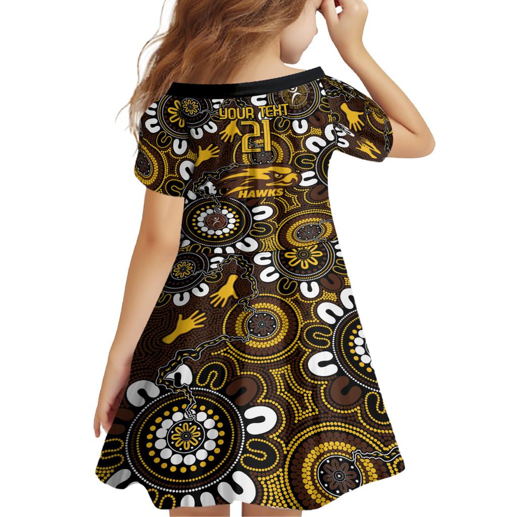Custom Hawthorn NAIDOC Week 2024 Family Matching Off The Shoulder Long Sleeve Dress and Hawaiian Shirt Fire Burning Aboriginal Dots Art