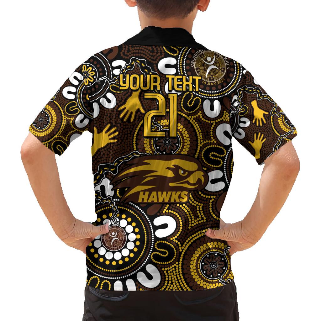 Custom Hawthorn NAIDOC Week 2024 Family Matching Off Shoulder Maxi Dress and Hawaiian Shirt Fire Burning Aboriginal Dots Art