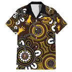Custom Hawthorn NAIDOC Week 2024 Family Matching Off Shoulder Maxi Dress and Hawaiian Shirt Fire Burning Aboriginal Dots Art