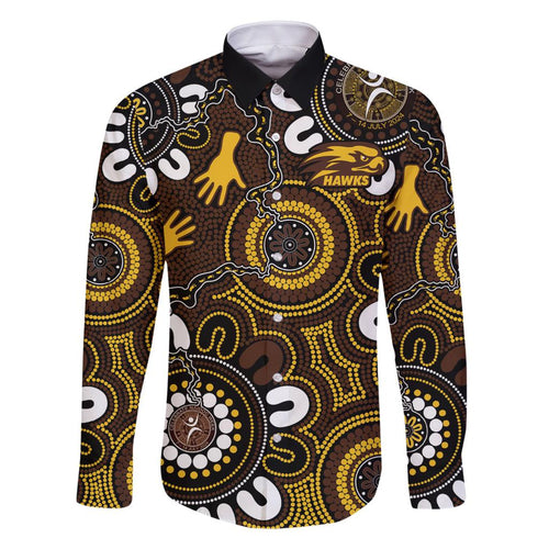 Custom Hawthorn NAIDOC Week 2024 Family Matching Off Shoulder Short Dress and Hawaiian Shirt Fire Burning Aboriginal Dots Art