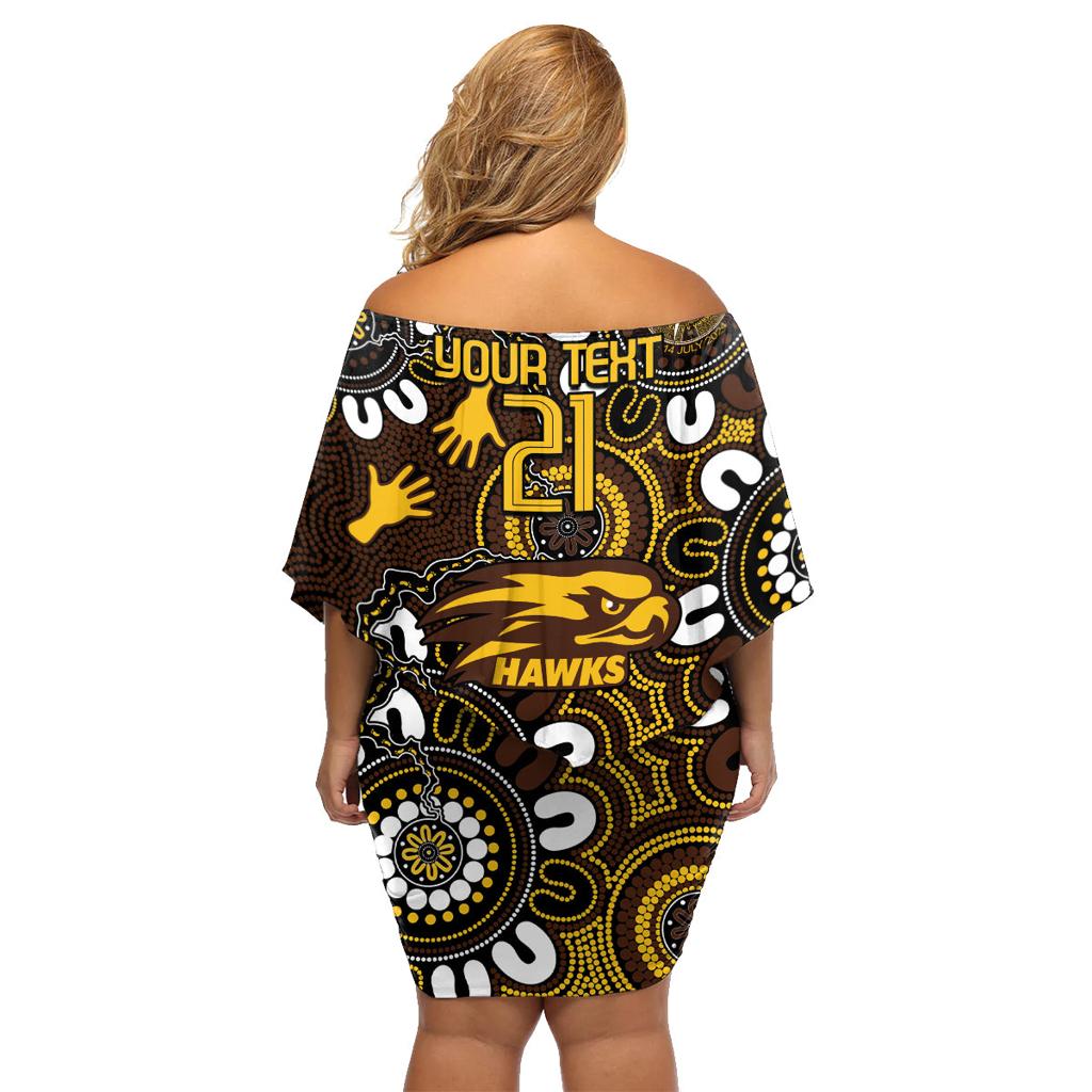 Custom Hawthorn NAIDOC Week 2024 Family Matching Off Shoulder Short Dress and Hawaiian Shirt Fire Burning Aboriginal Dots Art