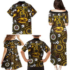 Custom Hawthorn NAIDOC Week 2024 Family Matching Puletasi and Hawaiian Shirt Fire Burning Aboriginal Dots Art