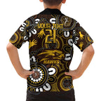 Custom Hawthorn NAIDOC Week 2024 Family Matching Short Sleeve Bodycon Dress and Hawaiian Shirt Fire Burning Aboriginal Dots Art