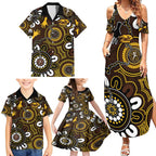 Custom Hawthorn NAIDOC Week 2024 Family Matching Summer Maxi Dress and Hawaiian Shirt Fire Burning Aboriginal Dots Art