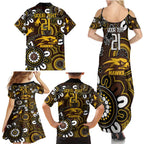 Custom Hawthorn NAIDOC Week 2024 Family Matching Summer Maxi Dress and Hawaiian Shirt Fire Burning Aboriginal Dots Art