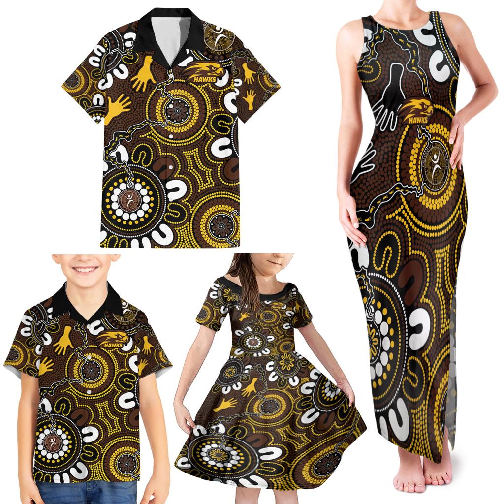 Custom Hawthorn NAIDOC Week 2024 Family Matching Tank Maxi Dress and Hawaiian Shirt Fire Burning Aboriginal Dots Art