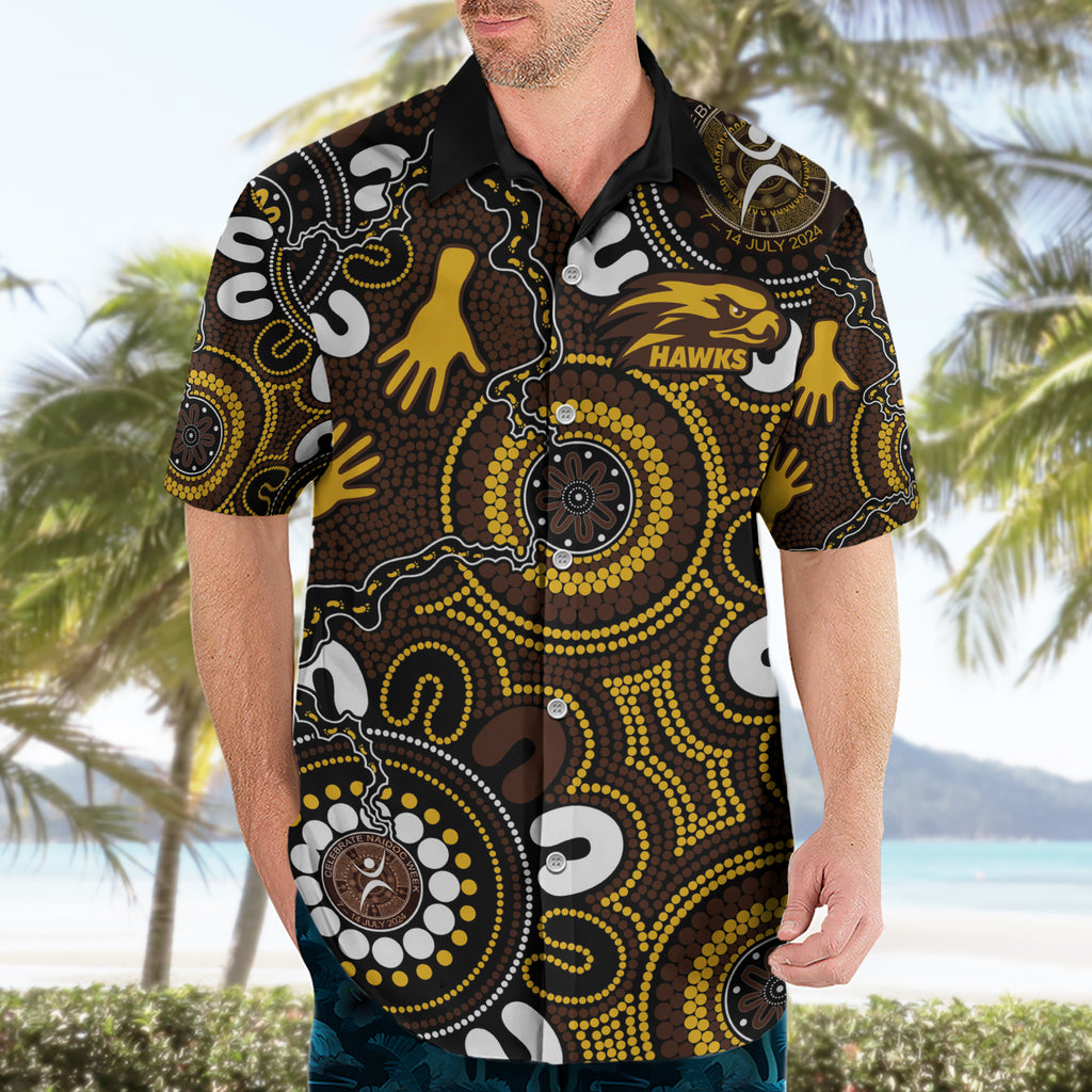Custom Hawthorn NAIDOC Week 2024 Hawaiian Shirt Fire Burning Aboriginal Dots Art