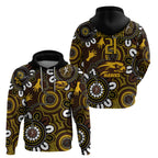 Custom Hawthorn NAIDOC Week 2024 Hoodie Fire Burning Aboriginal Dots Art