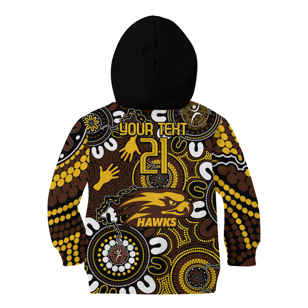 Custom Hawthorn NAIDOC Week 2024 Kid Hoodie Fire Burning Aboriginal Dots Art