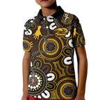 Custom Hawthorn NAIDOC Week 2024 Kid Polo Shirt Fire Burning Aboriginal Dots Art