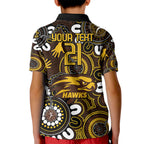 Custom Hawthorn NAIDOC Week 2024 Kid Polo Shirt Fire Burning Aboriginal Dots Art