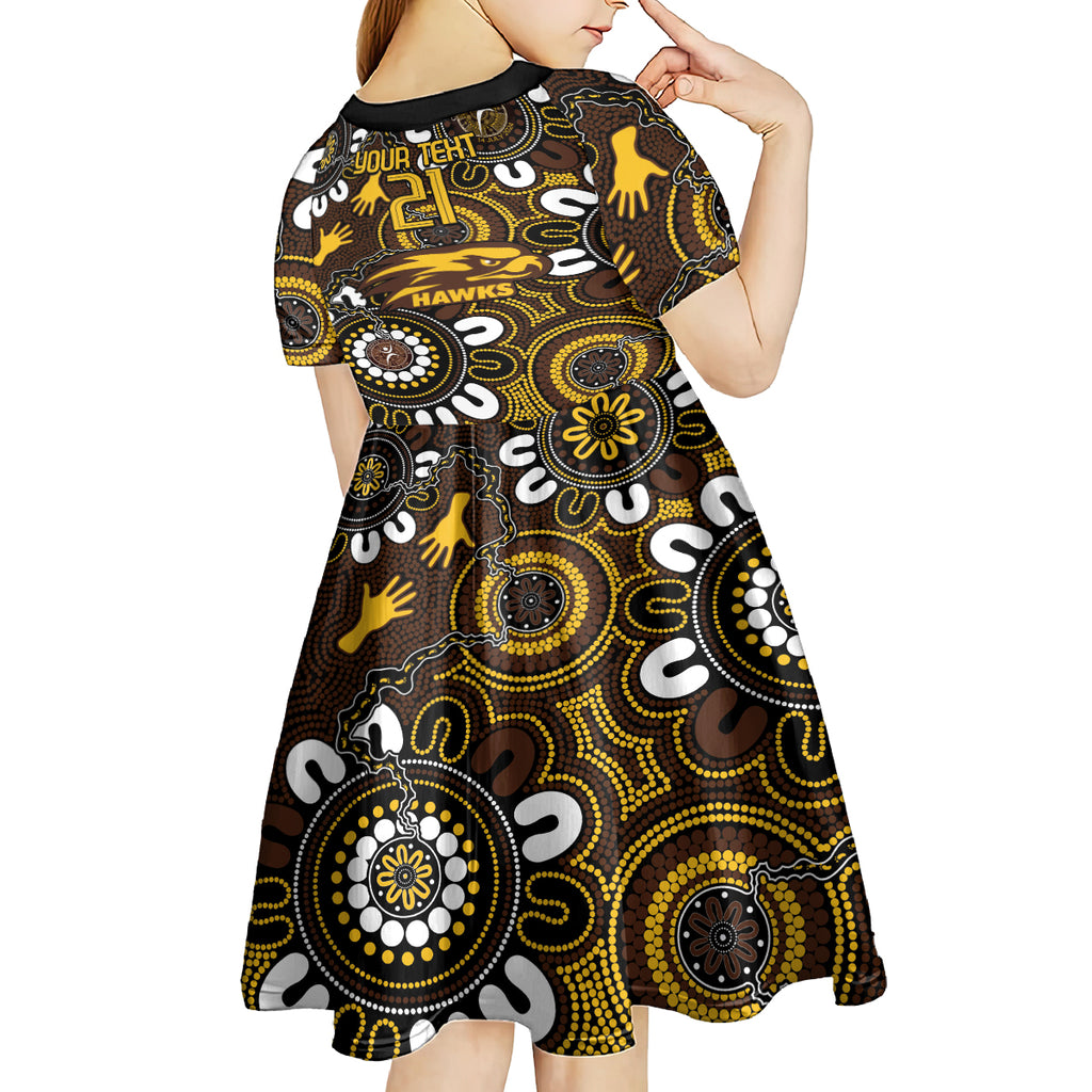 Custom Hawthorn NAIDOC Week 2024 Kid Short Sleeve Dress Fire Burning Aboriginal Dots Art