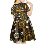 Custom Hawthorn NAIDOC Week 2024 Kid Short Sleeve Dress Fire Burning Aboriginal Dots Art