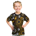 Custom Hawthorn NAIDOC Week 2024 Kid T Shirt Fire Burning Aboriginal Dots Art