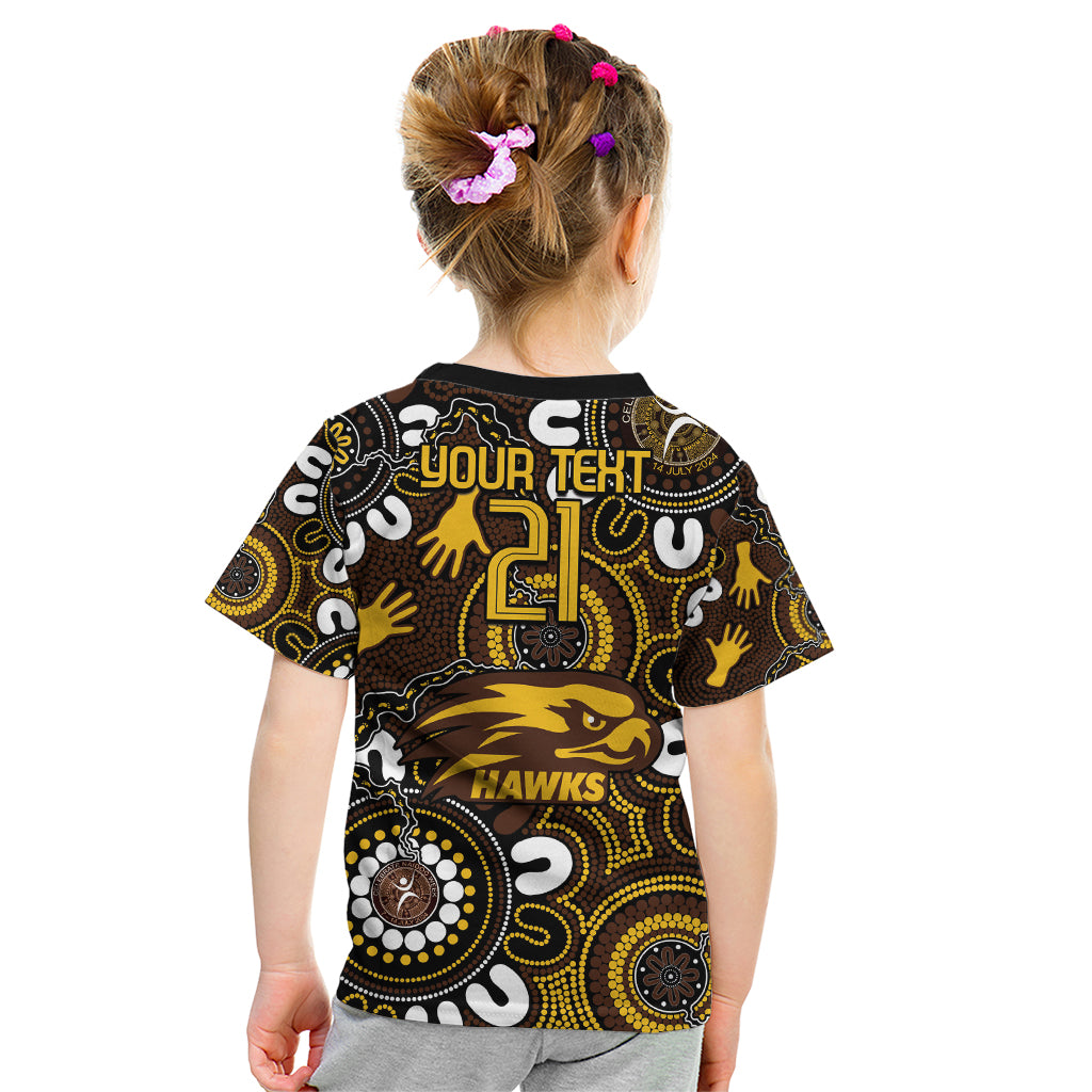 Custom Hawthorn NAIDOC Week 2024 Kid T Shirt Fire Burning Aboriginal Dots Art