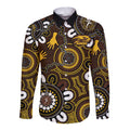 Custom Hawthorn NAIDOC Week 2024 Long Sleeve Button Shirt Fire Burning Aboriginal Dots Art