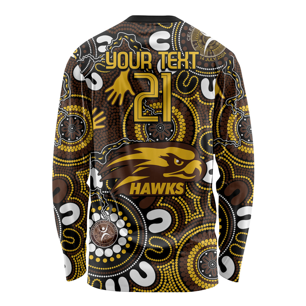 Custom Hawthorn NAIDOC Week 2024 Long Sleeve Shirt Fire Burning Aboriginal Dots Art