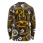 Custom Hawthorn NAIDOC Week 2024 Long Sleeve Shirt Fire Burning Aboriginal Dots Art