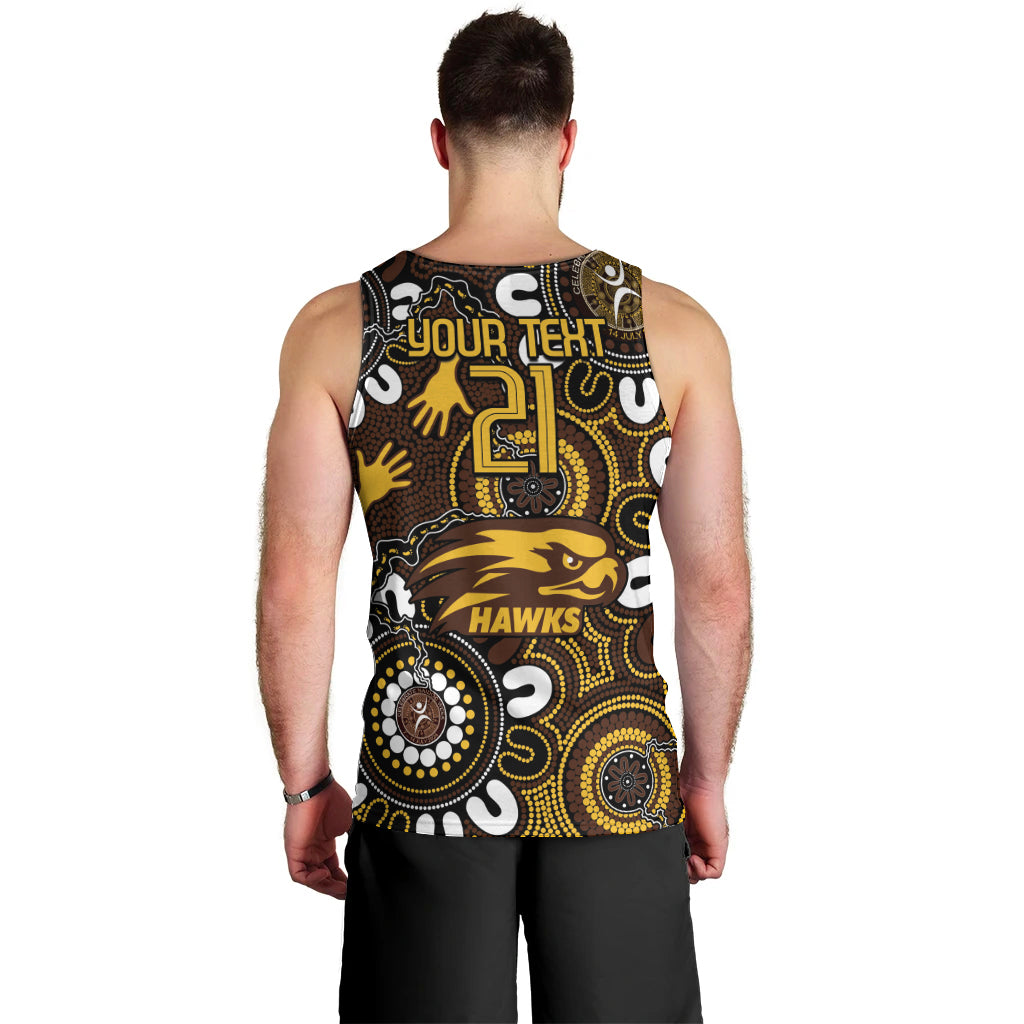 Custom Hawthorn NAIDOC Week 2024 Men Tank Top Fire Burning Aboriginal Dots Art