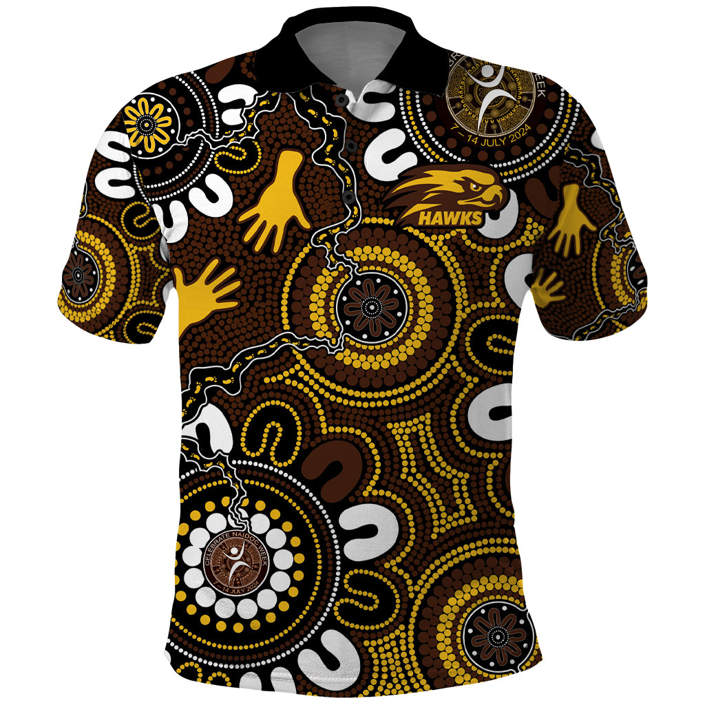 Custom Hawthorn NAIDOC Week 2024 Polo Shirt Fire Burning Aboriginal Dots Art