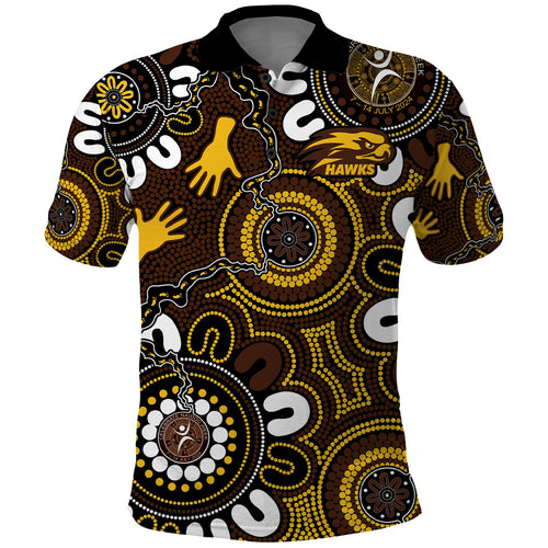 Custom Hawthorn NAIDOC Week 2024 Polo Shirt Fire Burning Aboriginal Dots Art