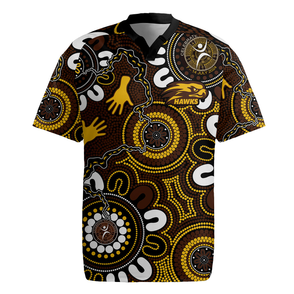 Custom Hawthorn NAIDOC Week 2024 Rugby Jersey Fire Burning Aboriginal Dots Art