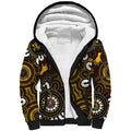 Custom Hawthorn NAIDOC Week 2024 Sherpa Hoodie Fire Burning Aboriginal Dots Art
