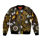 Custom Hawthorn NAIDOC Week 2024 Sleeve Zip Bomber Jacket Fire Burning Aboriginal Dots Art