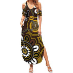 Custom Hawthorn NAIDOC Week 2024 Summer Maxi Dress Fire Burning Aboriginal Dots Art